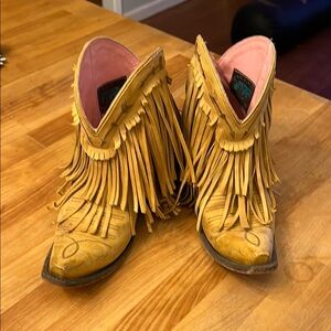 Yellow Fringe Cowboy Boots